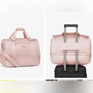 Calpak Pink Stevyn Duffel Bag with Shoe Compartment in Pink Sand